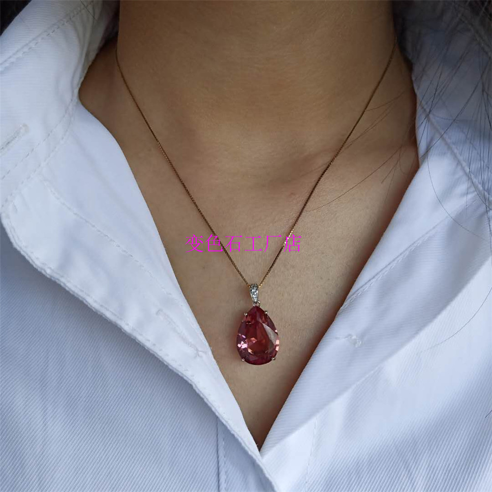 トルコ産スルタナイト珪藻土925スターリングシルバーローズゴールドネックレスペンダントロシア産変色石ジュエリーデザイン