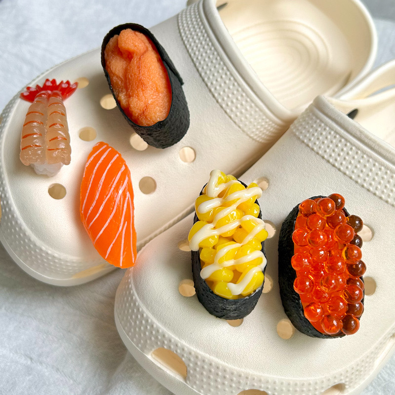 Simulated Food: Salmon, Caviar, Sea Urchin, Sushi, Corn, Gunkan, Crocs Regular Round Hole Style Universal Simulated Food: Salmon, Caviar, Sea Urchin, Sushi, Corn, Gunkan, Crocs Regular Round Hole Style Universal