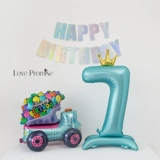 Синяя детская цифровая мультяшная словарная карточка для мальчиков, воздушный шар, 5 лет