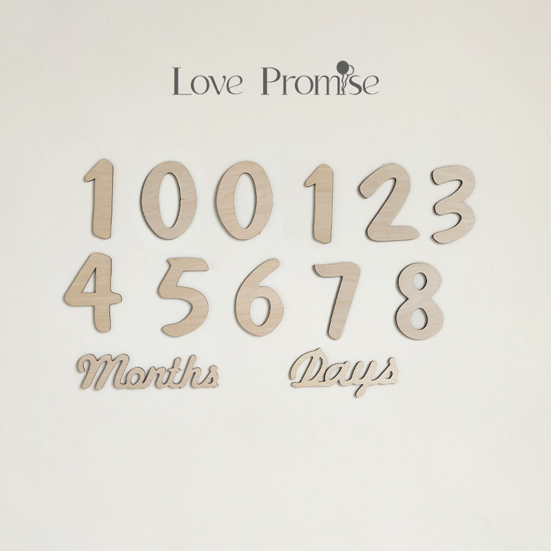 Baby Full Moon Picture Prop 100 Days Baby Month Layout Growth Record Wooden Moon Number Grab Week Prop