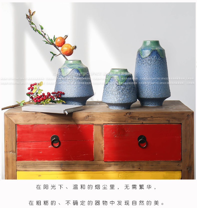 New Chinese style variable glaze ceramic vase three - piece flower arranging flower implement of modern rural is suing wind household furnishing articles