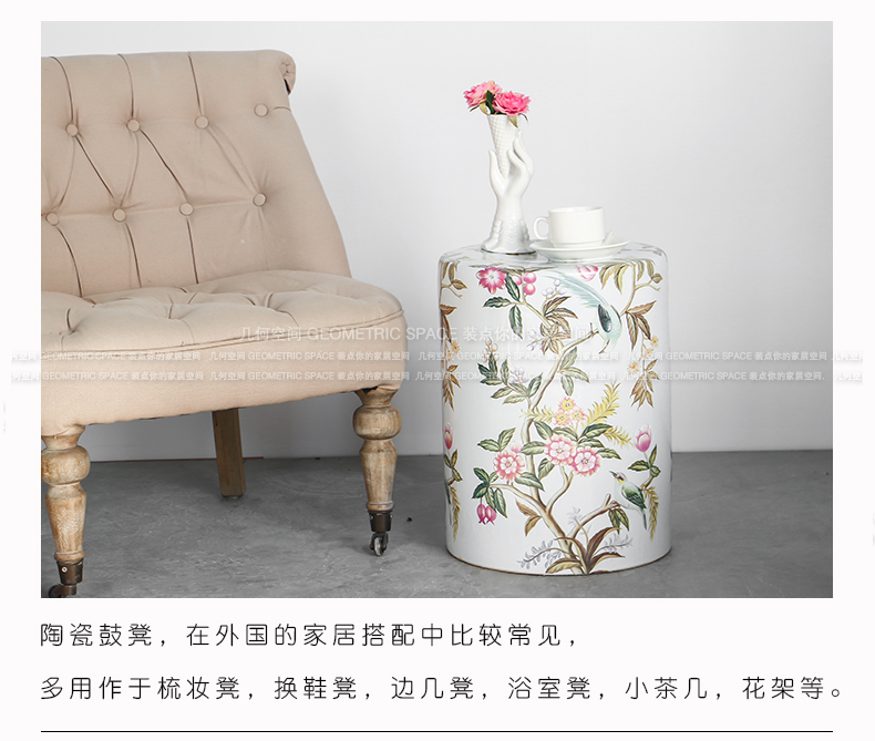 Modern northern wind cylinder of flowers and birds painting ceramic stools household creative edge what sitting room adornment landing place