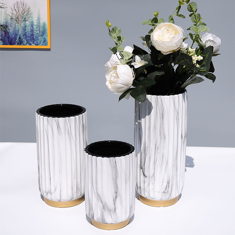 Modern Nordic light marble key-2 luxury ceramic vase furnishing articles sitting room TV cabinet table arranging flowers home decoration