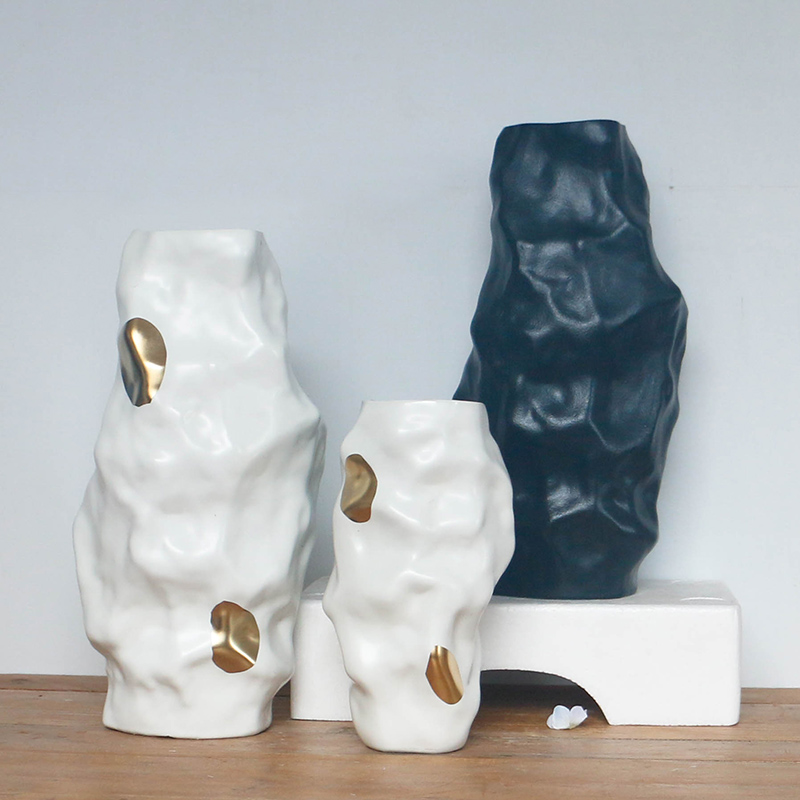 Scandinavian modernism plait wrinkle contracted household ceramic vase porch TV ark, creative flower, adornment is placed