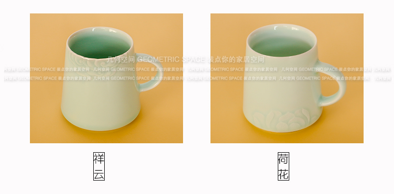 Manual its shadow green ceramic cup xiangyun expressions using edge creative office tea cup mark cup, valentine gift cup