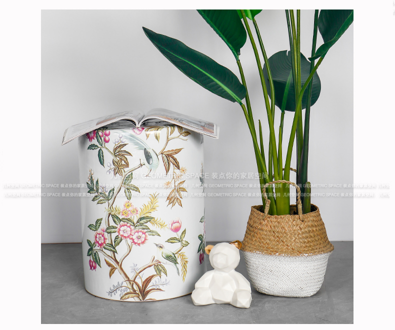 Modern northern wind cylinder of flowers and birds painting ceramic stools household creative edge what sitting room adornment landing place