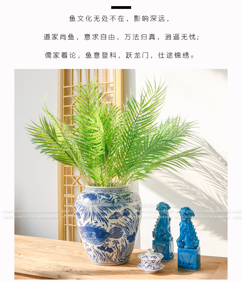 Jingdezhen antique Chinese style living room a study between example hand - made ceramic mackerel algae big home decoration vase