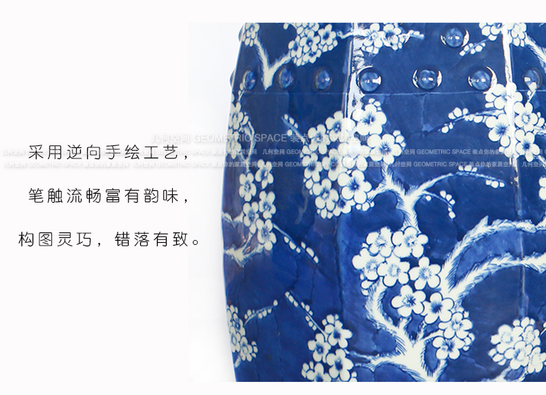 The New Chinese blue and white hand eight side drum who classical household ceramics handicraft sofa side of the head of a bed what floor furnishing articles