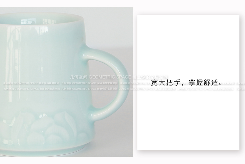 Manual its shadow green ceramic cup xiangyun expressions using edge creative office tea cup mark cup, valentine gift cup