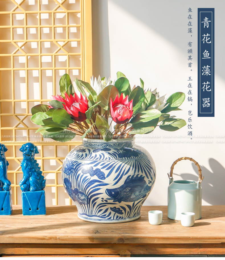 Jingdezhen antique Chinese style living room a study between example hand - made ceramic mackerel algae big home decoration vase