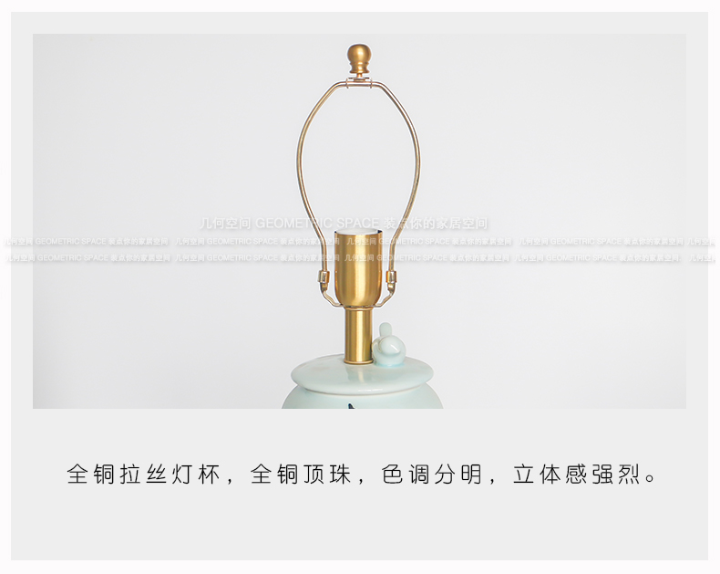 New Chinese style hand - made zen greengage bird ceramic desk lamp villa living room sofa Angle of several copper lamp of bedroom the head of a bed