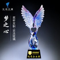 Creative glass trophy custom crystal trophy custom-made crystal trophy custom charity charity charity awards souvenir lettering