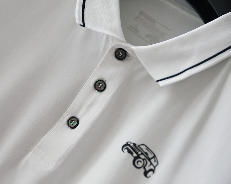 Màu trắng Kích thước lớn Lapel POLO áo sơ mi ngắn tay T thoải mái mềm mại + cotton nam mùa hè mới - Polo áo polo đen