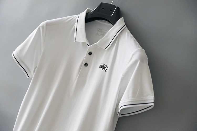 Màu trắng Kích thước lớn Lapel POLO áo sơ mi ngắn tay T thoải mái mềm mại + cotton nam mùa hè mới - Polo