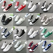 Giày vải mùa thu giày nam đế bằng màu đen và trắng thấp giúp giày thông thường của sinh viên Hàn Quốc thoáng khí cao giúp giày vải thủy triều