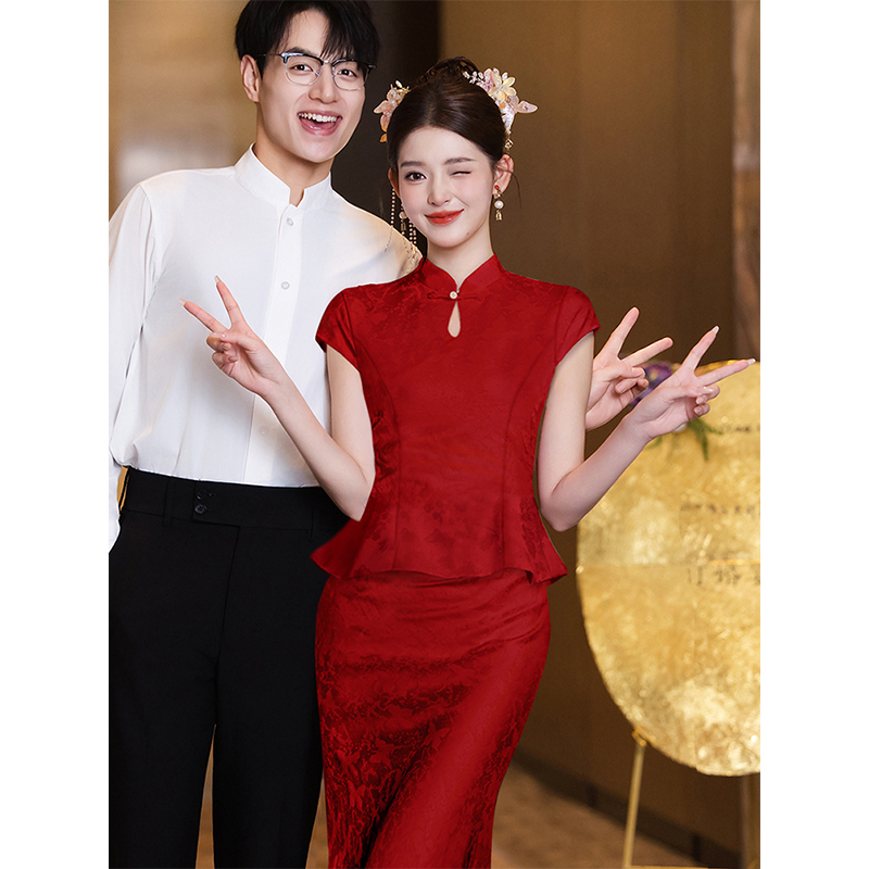 New Chinese-Style Toast Dress Cheongsam 2026 New Bride Engagement Dress Dress Set Homecoming Dress Suit Morning Gown for Women