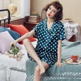 Летняя пижама, шелковый тонкий летний комплект, короткий рукав, в корейском стиле, большой размер