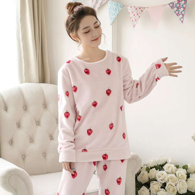 岩石草 珊瑚绒睡衣 家居服套装 图1
