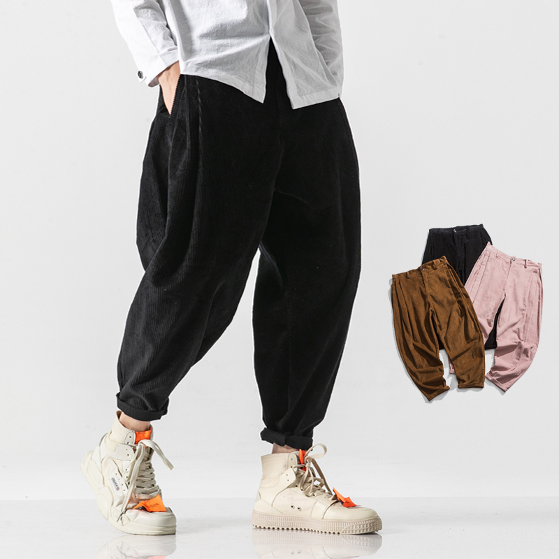 Spring Autumn Season Light Core Suede Casual Pants Male Trend Large Size Size Fat Sub clothing Pants Loose Japanese Bunch Foot Long Pants Kharen Pants