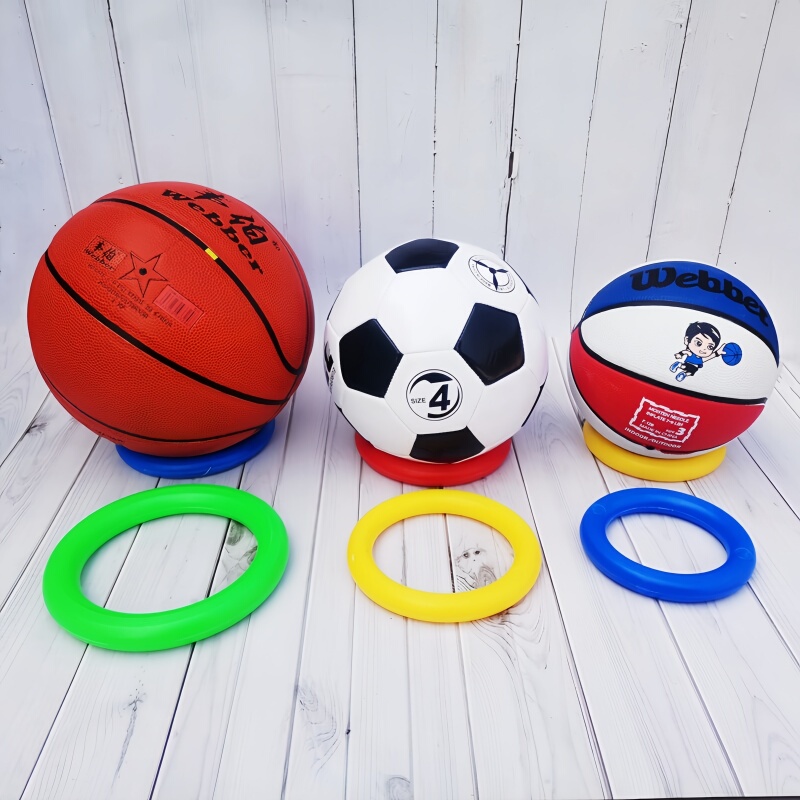 Basketball Stand Fixed Base Non-Slip Size 5 and 7 Kindergarten Football Volleyball Stand Display Rack Plastic Ring