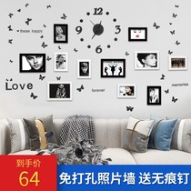 Modern solid wood photo frame background wall decorative frame creative combination photo frame hanging wall non-perforated wall decorative photo album Frame