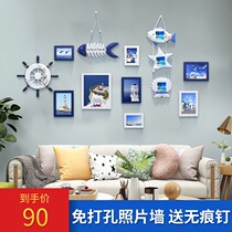 Modern living room decoration photos Jiugongge Photo Wall non-perforated hook no trace adhesive hook customizable photo frame hanging wall