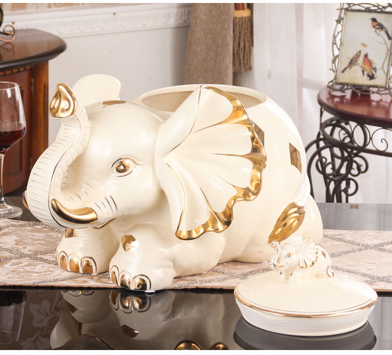 Fort SAN road ceramic barrel with cover ricer box furnishing articles furnishing articles kitchen practical adornment elephant housewarming wedding gift