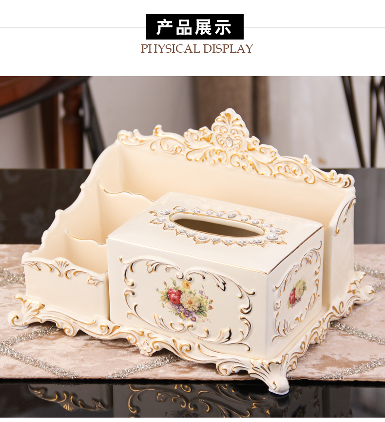 European ceramic multi - function tissue box creative desktop accessories receive home furnishing articles sitting room tea table smoke box