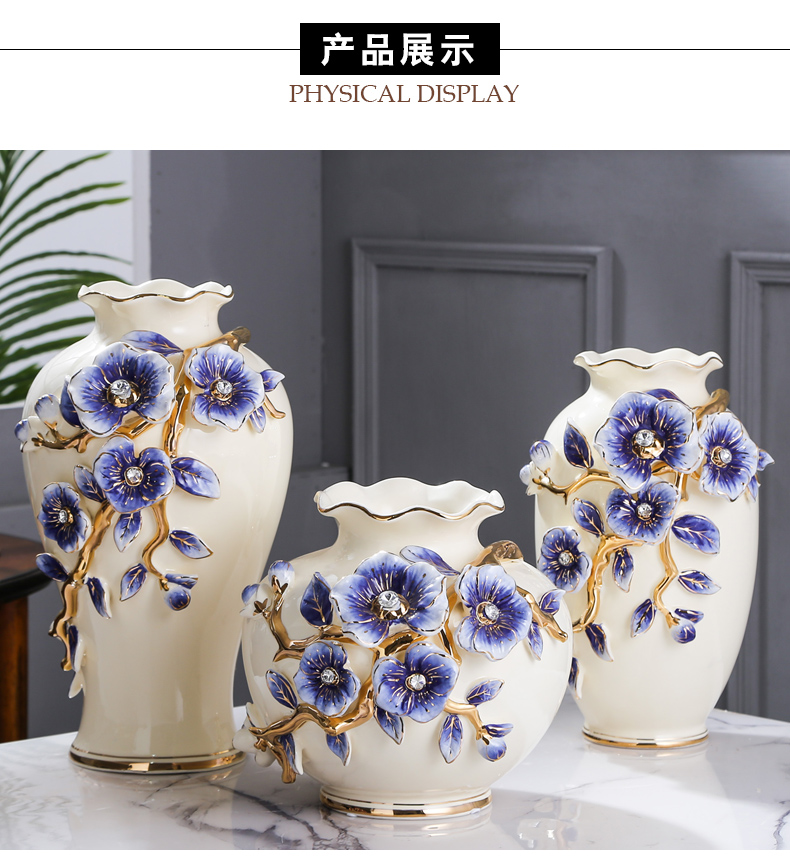 Fort SAN road simulation flower arranging new royal blue name plum flower vase European household living room TV cabinet ceramic vases, furnishing articles