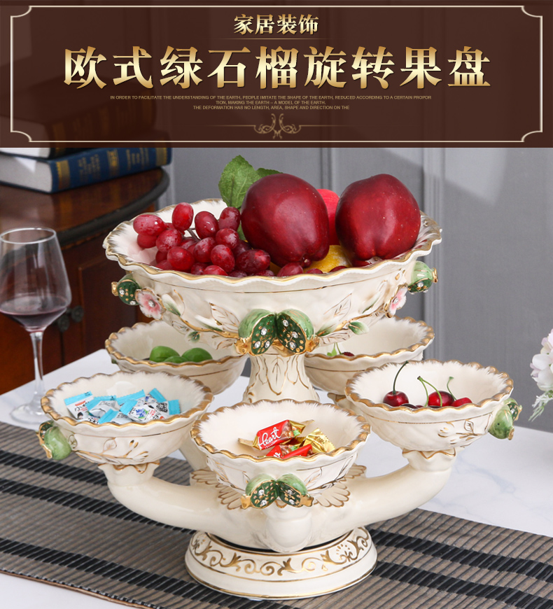 SAN road fort European compote creative rotating double bowl large home furnishing articles ceramic fruit bowl sitting room tea table