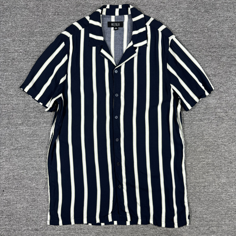 Foreign Trade Men's Rayon Short-Sleeved Striped Shirt Couple's Summer Shirt