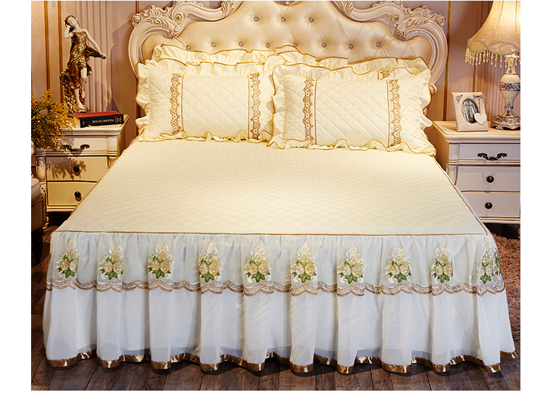 Đầm cotton dày châu Âu váy đơn mảnh bông mền trượt tấm bìa 1.8m2M trải giường mới - Váy Petti drap giường có viền