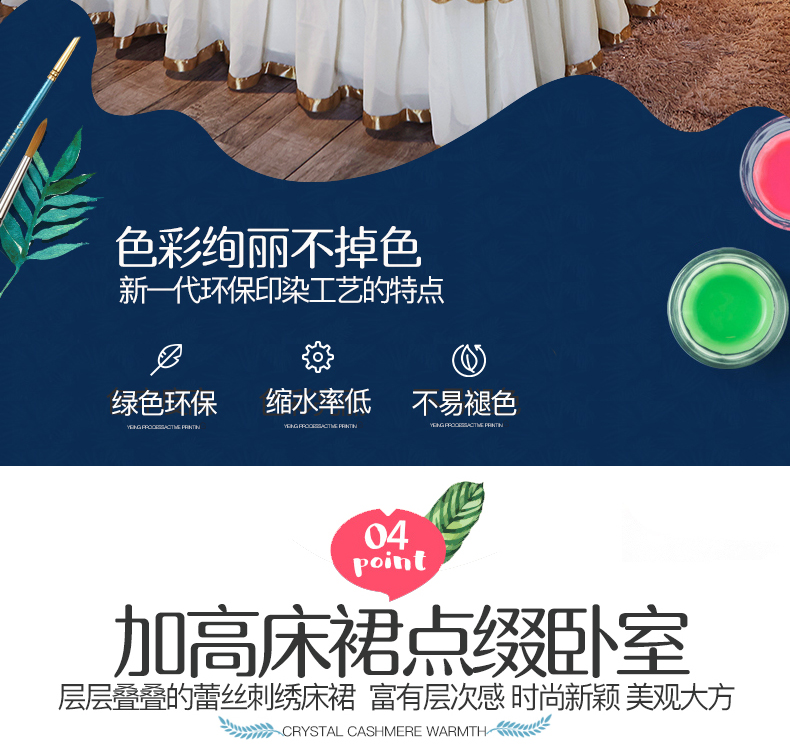 Đầm cotton dày châu Âu váy đơn mảnh bông mền trượt tấm bìa 1.8m2M trải giường mới - Váy Petti drap giường có viền