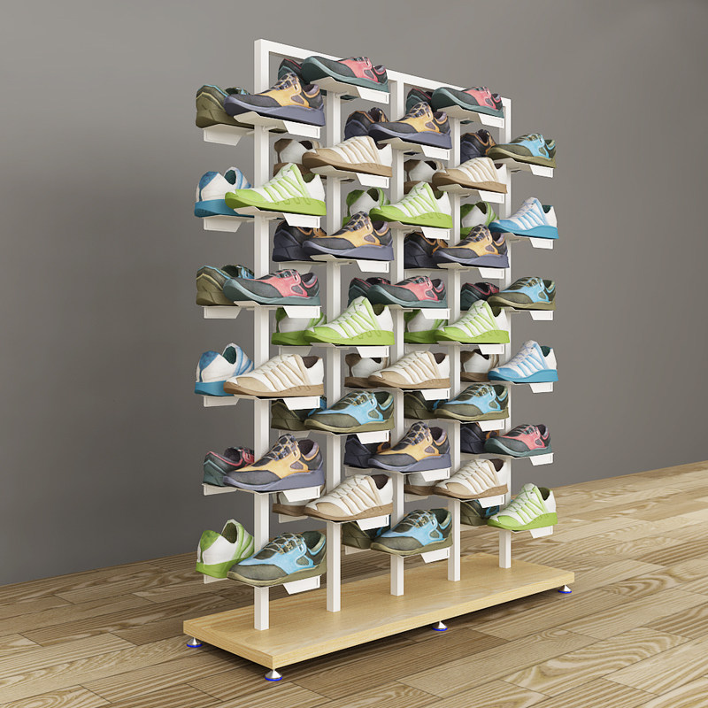 Mall Shoes Shop Clothing Store Sports Children's Shoes Shop Floor Rack Plus Coarse Simple Assembly Shoe Rack Display Rack Display Shelf