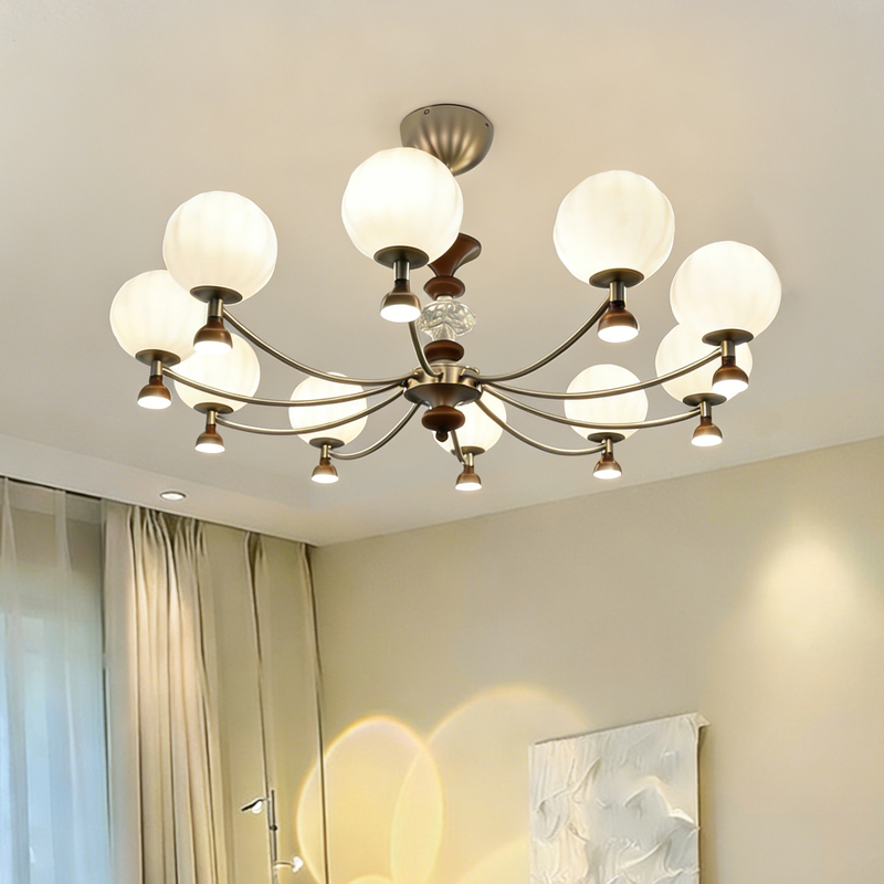 Medieval-Style High-End Atmospheric Living Room Chandelier, American Retro Light Luxury Cozy Bedroom Lamp, Simple Study Room and Dining Room Lighting Fixtures