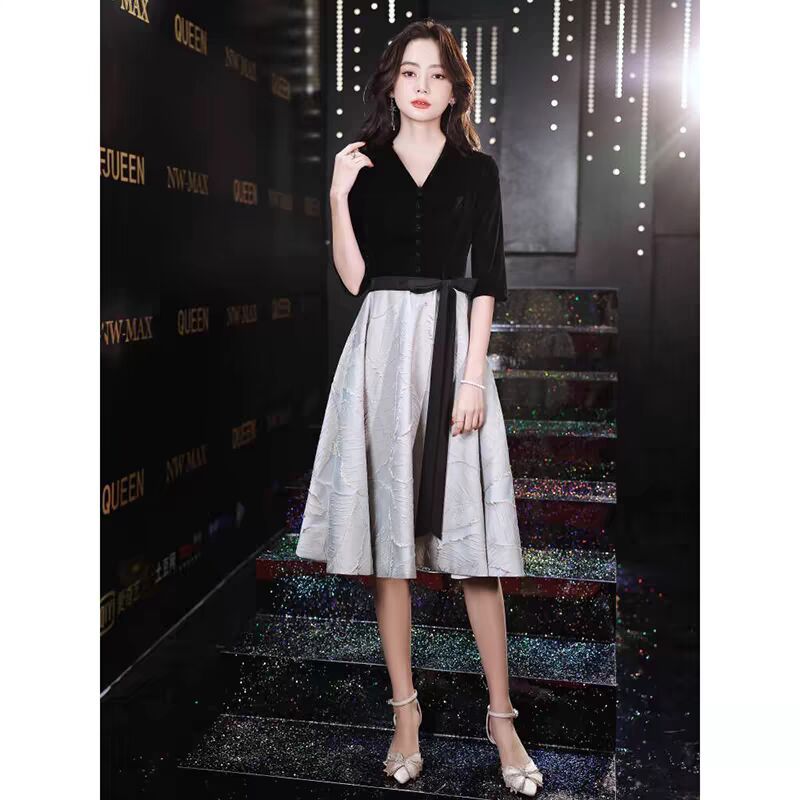 French-Style Light Luxury Black Evening Dress, High-End Banquet Custom-Made Women's Dress, 2026 New Model, Sophisticated and Slimming Dress French-Style Light Luxury Black Evening Dress, High-End Banquet Custom-Made Women's Dress, 2026 New Model, Sophisticated and Slimming Dress