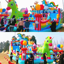 Inflatable Castle Outdoor Large Amusement Park Square Pendulum Stall Child Trampoline Rock Climbing and Climbing Slide Park Naughty Castle