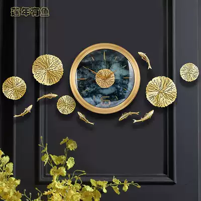 European pure copper light luxury wall clock clock clock living room household atmosphere fashion personality creative watch wall clock quartz clock