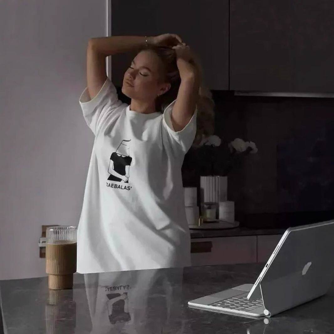 美式休闲时尚气质百搭慵懒风100%纯棉短袖t恤oversize上衣潮女