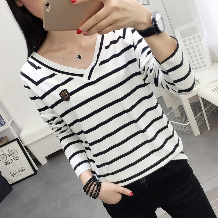 Fat mm đầu thu phiên bản Hàn Quốc cộng với phân bón XL 200 kg áo rộng đáy quần áo thun dài tay cotton nữ áo phông nữ cao cấp