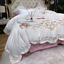 Eurostyle embroidery Nordic wind four pieces of pure cotton all cotton cannot afford ball high end atmospheric bed linen quilt cover bed bedding