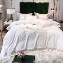 Hotel Wind Ice Ice Silk Four Pieces Mesh Red red Silk Embroidery Quilt Cover Real Silk Nude Bed Linen Bed Linen Bed bedding