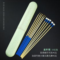Little fairy professional ear digging reinforced bamboo handle small micro-head goose feather stick non-slip handle small-head bamboo ear spoon ear picking combination