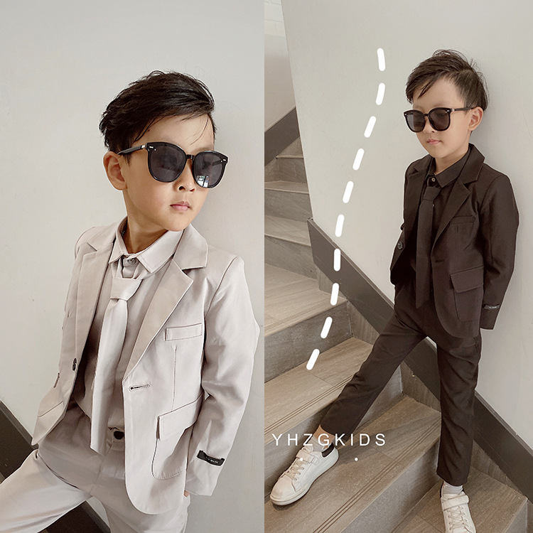 Boy Suits Suit 2021 New Fall Birthday Casual Foreign Pie Children West Suit Boy Walk Show Flower Boy Gown