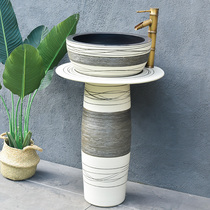 Nordic column washbasin outdoor integrated floor-standing ceramic hand wash basin balcony courtyard toilet pool