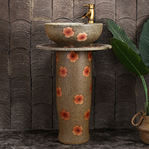 Retro Art Upright Post Style Washbasin Outdoor Chinese Courtyard Washbasin Outdoor Balcony Home integrated column basin