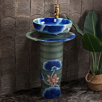 Outdoor lotus column basin integrated floor type washbasin courtyard garden Balcony Toilet Wash Basin Wash Basin