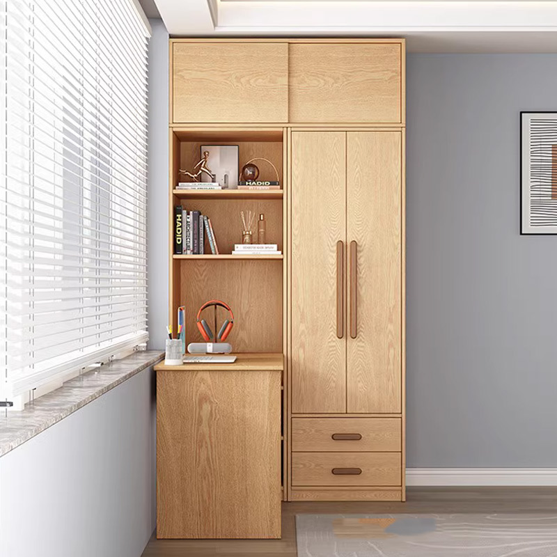 All Solid Wood Wardrobe Corner Computer Desk Combination Small Apartment Bedroom Home Corner Desk Cabinet Integrated Study Desk