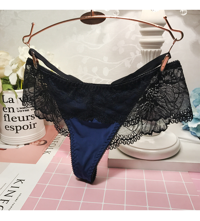 Thời trang châu Âu và Mỹ đồ lót gợi cảm nữ bên ren quyến rũ trong suốt thong T quần tóm tắt tập tin cotton quần lọt khe nam cotton