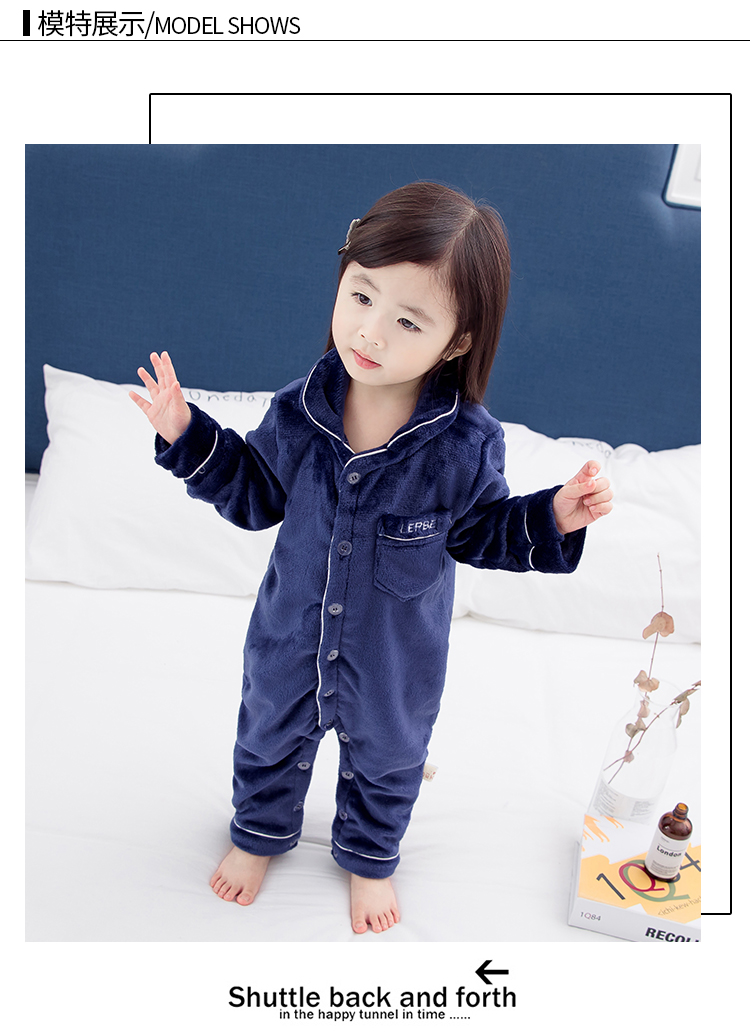 Đồ ngủ trẻ em một mảnh flannel mùa thu và mùa đông dịch vụ nhà jumpsuit nam và nữ bé chống đá chân bé ngủ túi bộ body bé gái đáng yêu